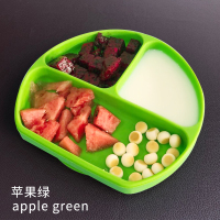 苹果绿[单个] 宝宝硅胶餐盘儿童餐具分格盘吸盘式辅食碗婴儿学吃饭训练勺子套餐