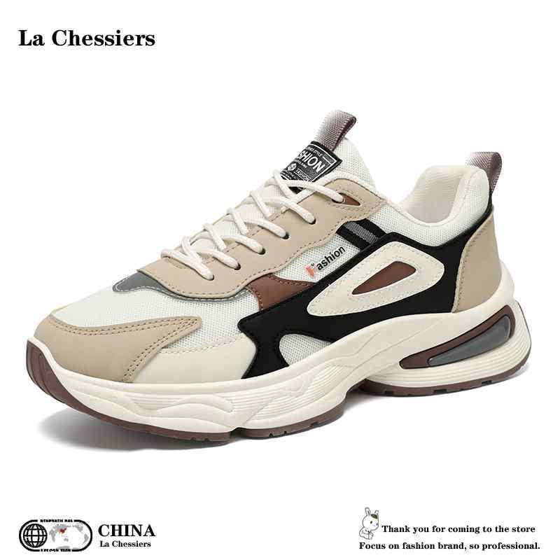 La Chessiers春秋季男鞋新款透气网面青少年运动鞋韩版潮流百搭厚底休闲老爹潮鞋