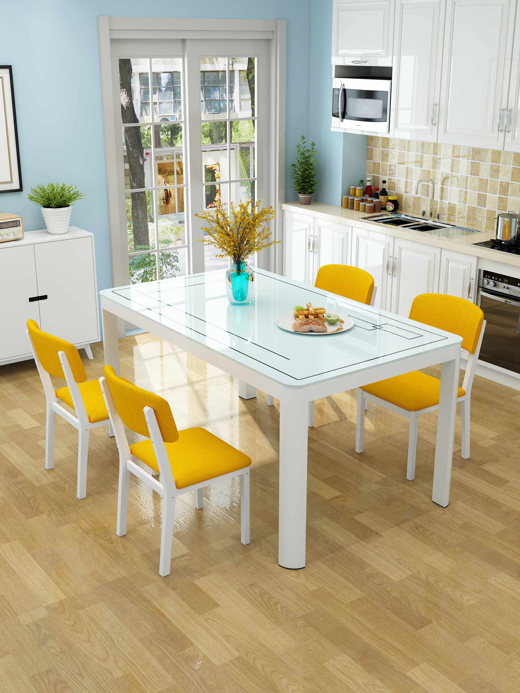 喜视美北欧餐桌椅组合轻奢饭桌现代简约桌子小户型家用方桌参数