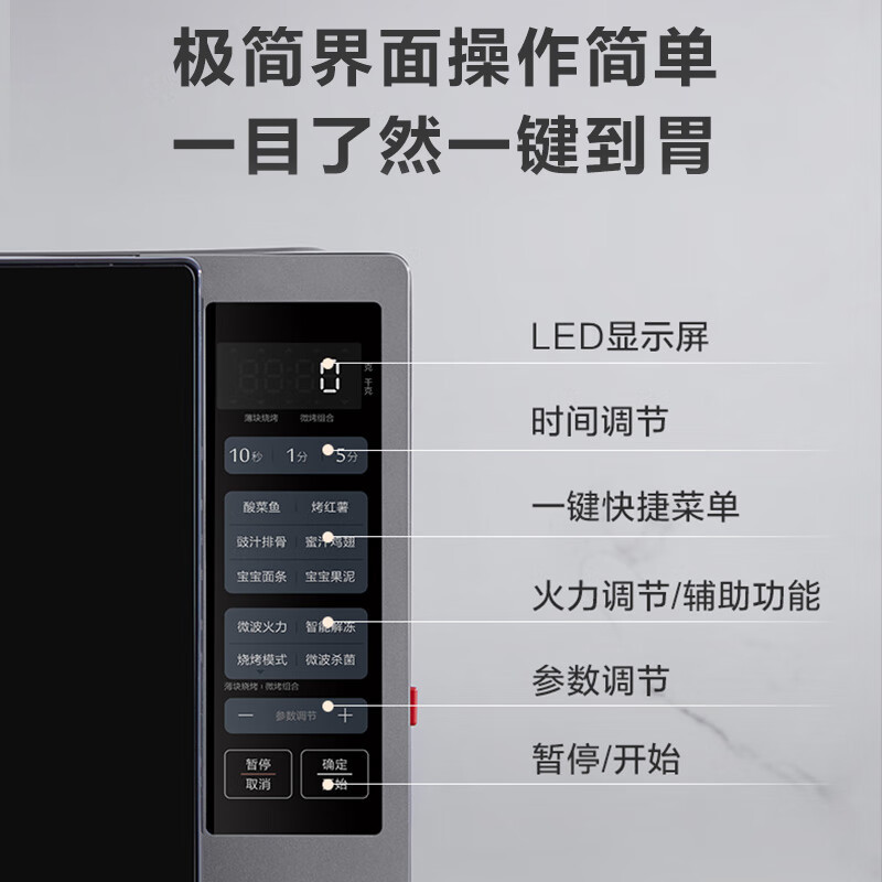 美的(Midea)PC23W6 变频家用微波炉烧烤炉一体机900W微烤一体23升一级能效一键断电轻音高清大图