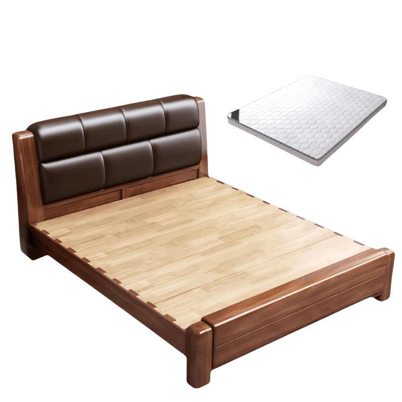 鑫木樽实木床1.5米+床垫套高清大图