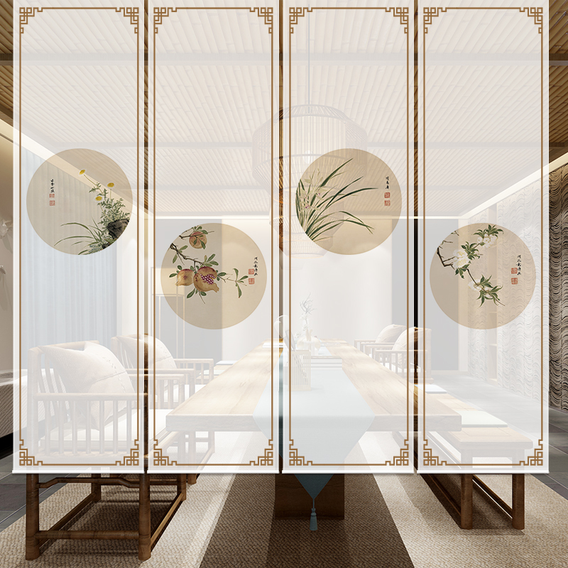 纱帘荷花隔断帘卷帘闪电客客厅屏风卧室窗帘装饰玄关悬挂式屏风帘挂屏