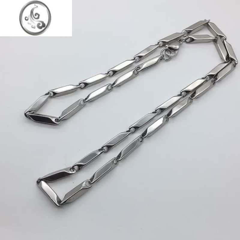 jimi项链男潮个性简约钛钢链子银色菱形毛衣链百搭女嘻哈帅气锁骨链