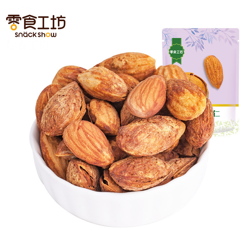 零食工坊(snack show)手剥扁桃仁200g*1袋 奶香味奶油味坚果零食小吃干果巴坦木袋装