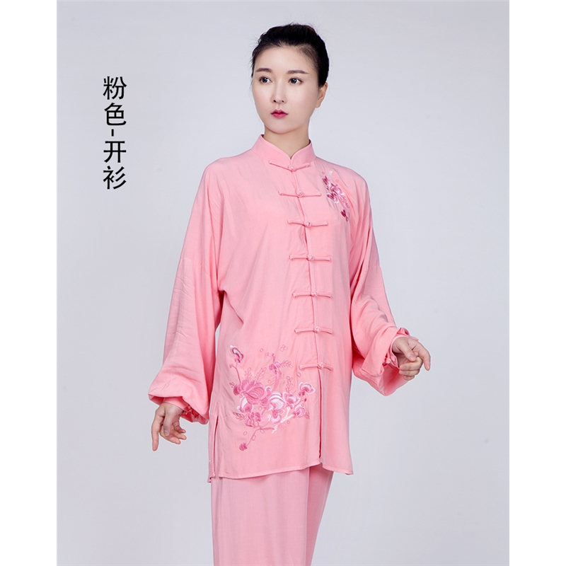 太极服女新款飘逸女装亚麻棉古达太极拳练功服刺绣武术服装春秋