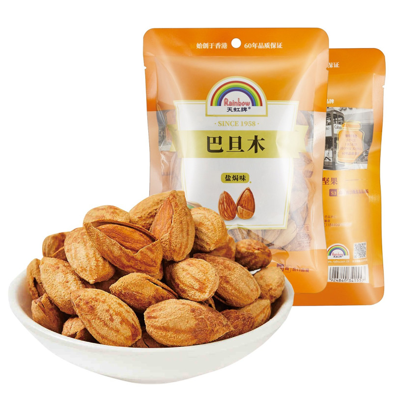天虹牌rainbow盐焗味巴旦木180g袋装巴旦木扁桃仁美国大杏仁坚果零食