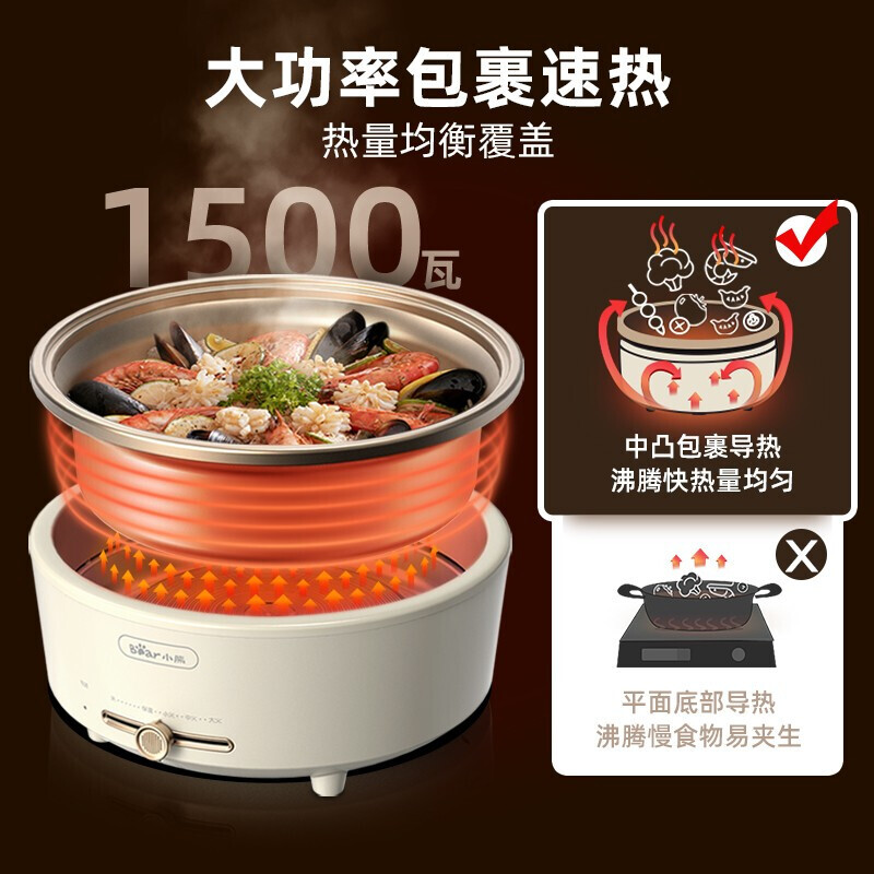 小熊(Bear)电火锅 多功能锅 家用涮烤火锅锅具电煮锅电炒锅分体式火锅锅5L DHG-P50F1高清大图