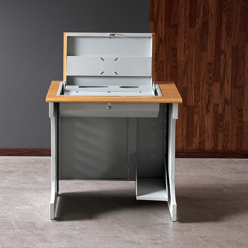 臻远ZY4012434隐藏式翻转电脑桌培训桌教室机房多媒体学习桌办公桌D款单人位高清大图