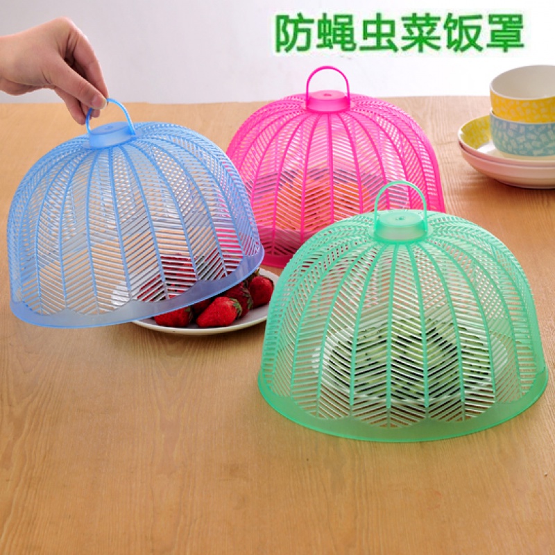 敬平(JING PING)6个装圆形迷你食物罩子饭菜罩防蝇罩餐桌罩可折叠塑料小号防尘 半透明蓝色[6个装]饭罩高清大图