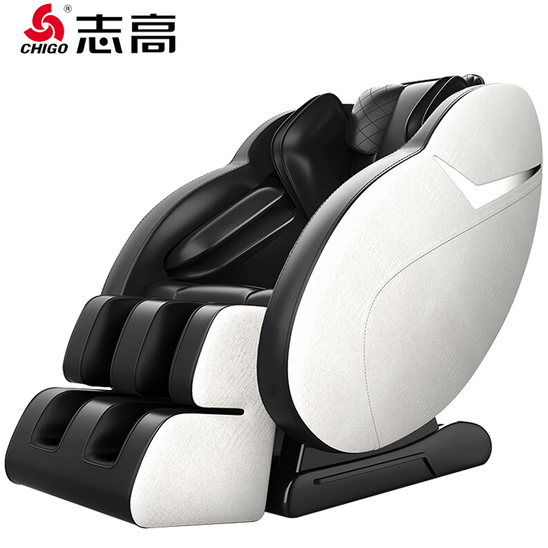 Chigo/志高豪华按摩椅X11SL家用全身全自动太空豪华舱小型多功能电动沙发深V零重力颈椎肩腰背部揉捏按摩器 高配黑白