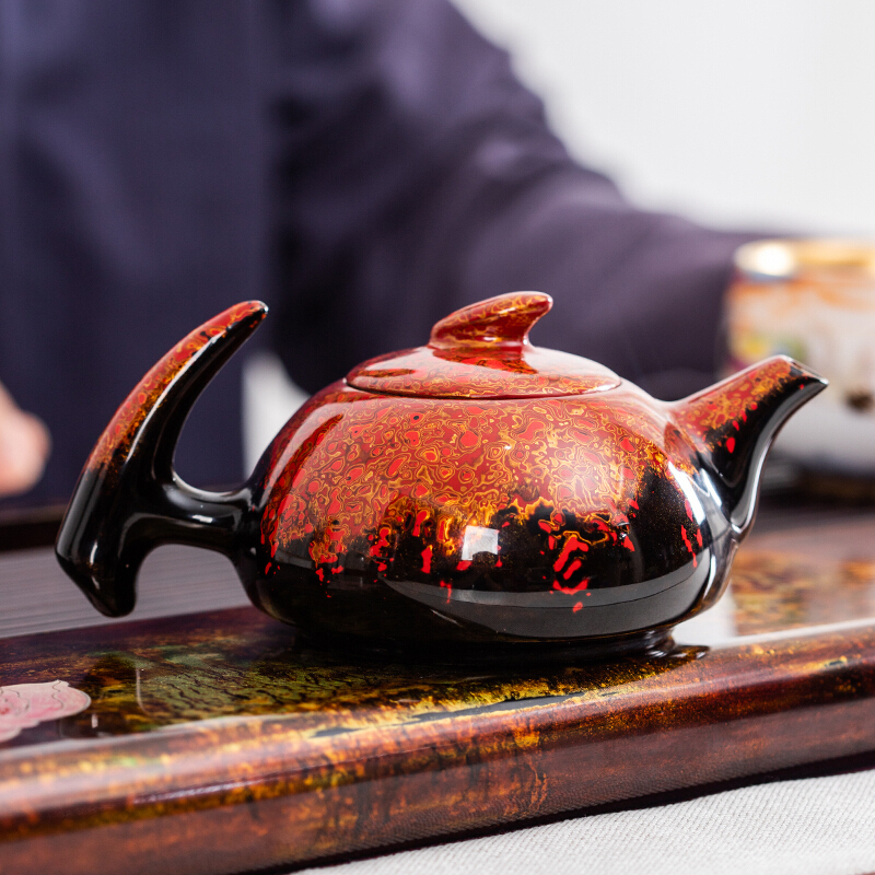 铭陶满堂纯手工大漆家用泡茶壶名家连宏达建阳建盏茶壶礼盒装