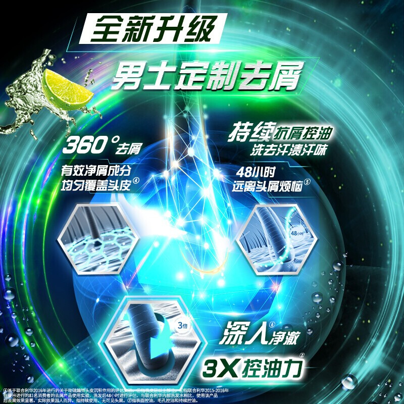 清扬(CLEAR)去屑洗发露男女专用控油清爽蓬松头皮护理洗发水家庭装 男士清爽控油型940克高清大图