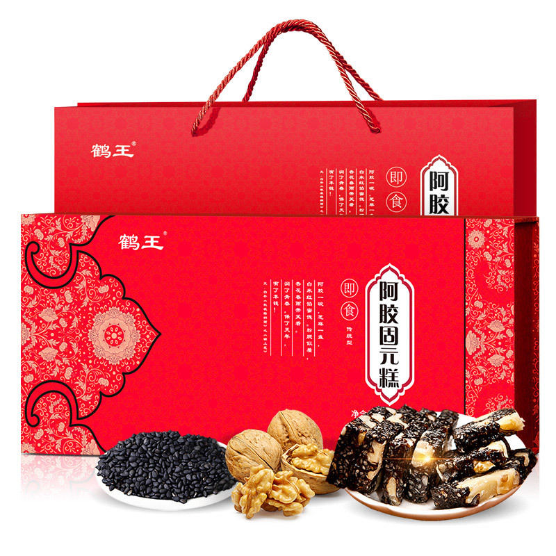 鹤王阿胶糕纯即食手工阿胶糕礼盒500g礼盒装阿胶固元膏方阿胶块片年货特产