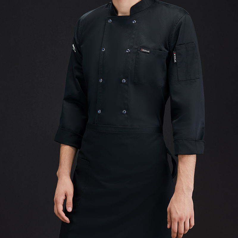 天鸣时尚皮标厨师劳保服/件高清大图