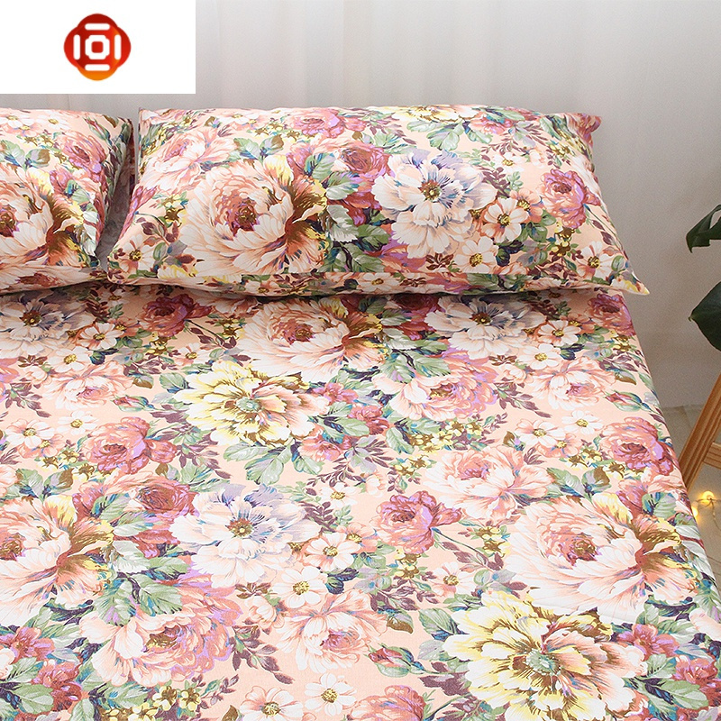 花开富贵花朵棉床单加厚棉老粗布夏季单双人亚麻床单被罩床笠三维工匠