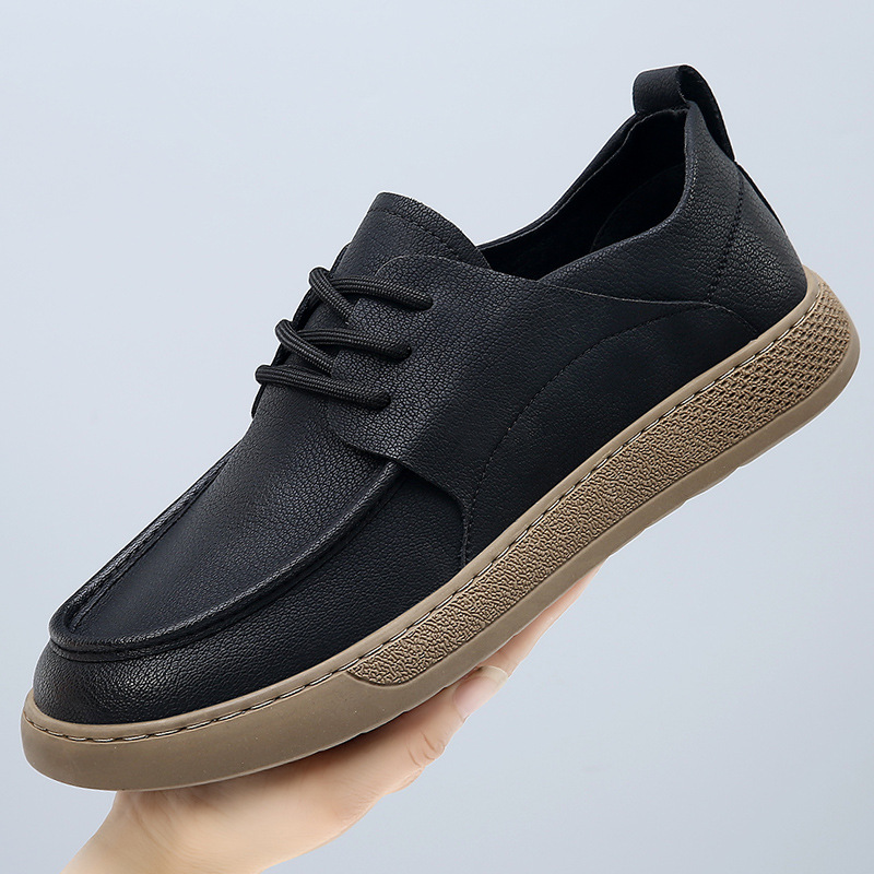 皮鞋男士真皮秋季新款复古休闲鞋子男潮鞋防滑透气高端男单鞋