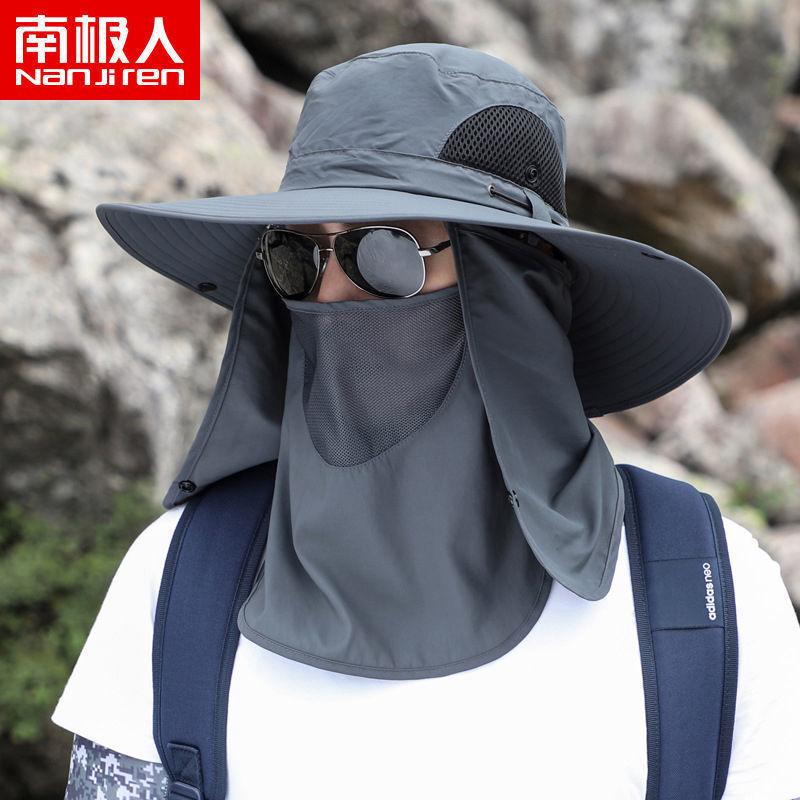 帽子男夏天渔夫帽遮阳帽男士钓鱼帽大檐太阳帽登山高清大图