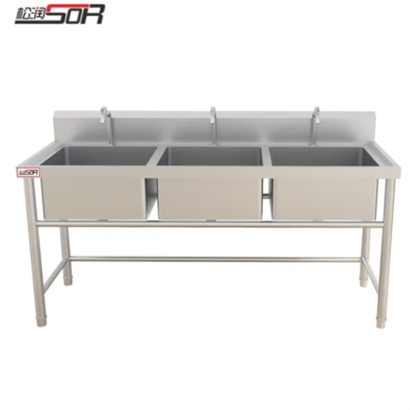 松润 厨房不锈钢水池 SOR-L710 1800*600*800mm三星洗刷池