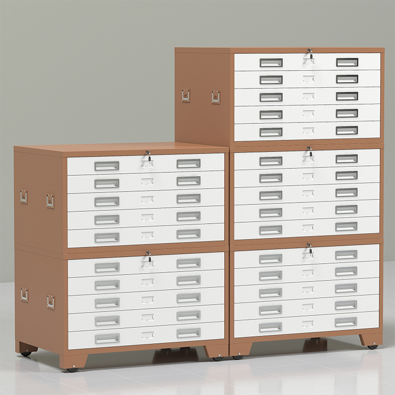 臻远 ZY-DTGA-8 工程图纸柜收纳柜 咖白色1号双节柜高清大图