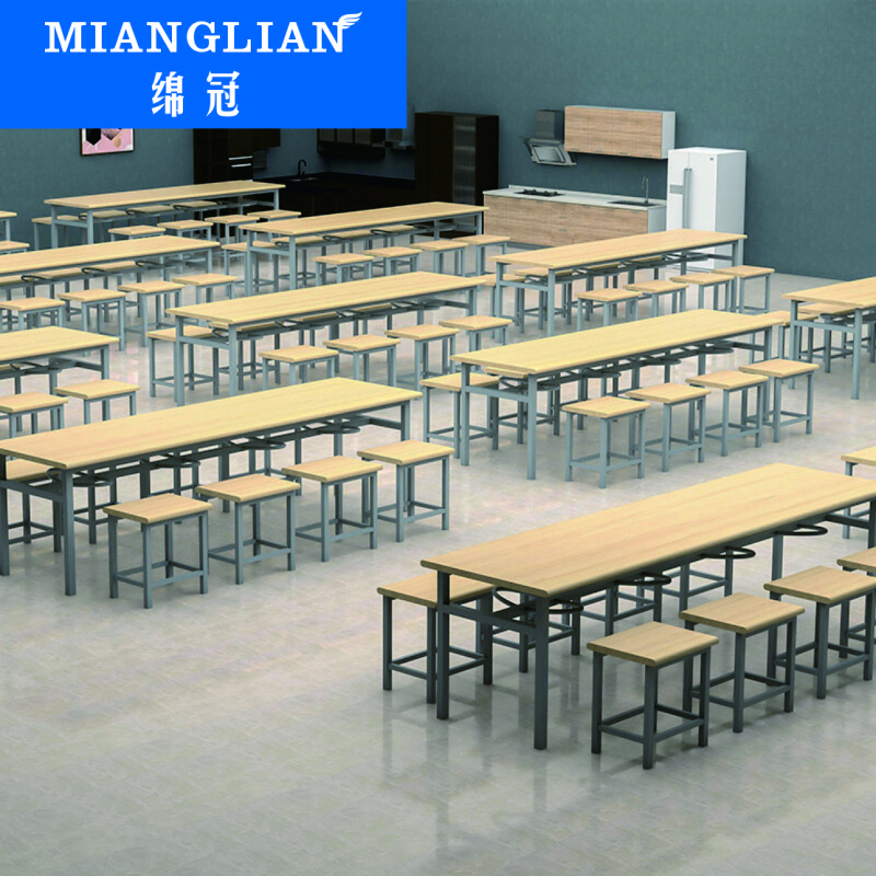 绵冠MIANGUAN餐桌学生食堂公司职员餐桌户外桌椅一体小吃店餐桌 防火板桌面1200*600 一桌4椅 120*60*75一桌四椅