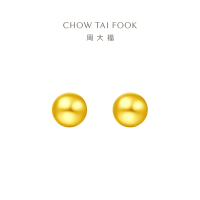 周大福珠宝首饰金珠足金黄金耳钉计价(工费:220元) EOF683精品 1.3g