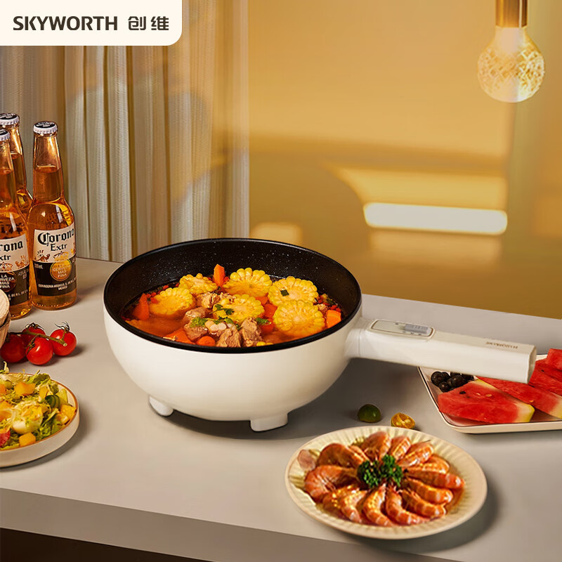 创维 电炒锅F191 电火锅多功能3L容量一体煎烤不沾电热锅电煮锅炒锅 3L高清大图