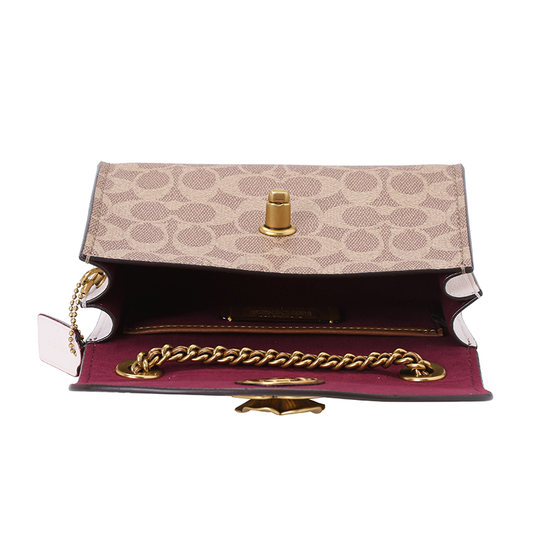 COACH 蔻驰 PARKER口盖包 老花拼皮金扣34256 PVC/牛皮革