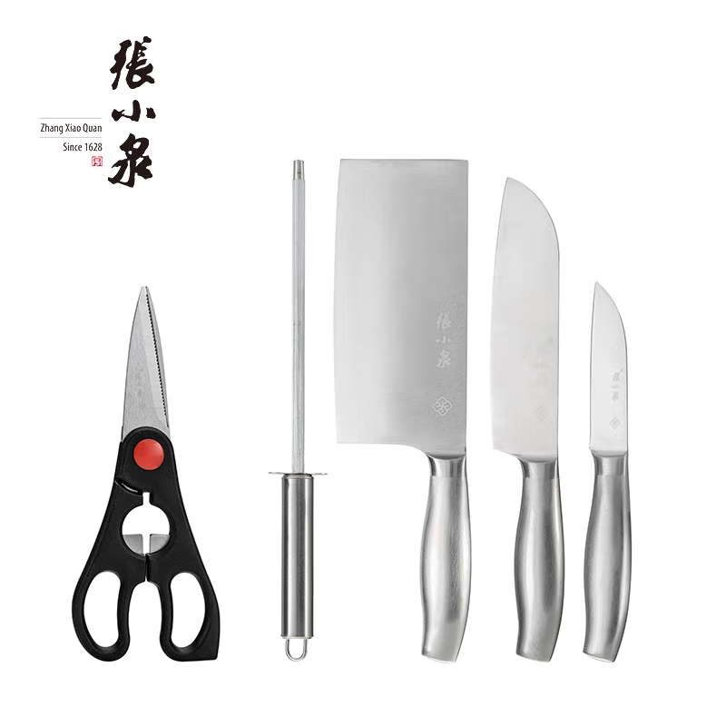 张小泉 D40500100 银睿系列刀具六件套 厨房套刀高清大图