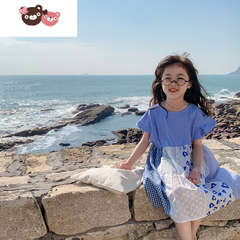 绿彩虹光女童连衣裙高级感2022新款洋气时髦儿童韩版裙子小清新宝宝夏装