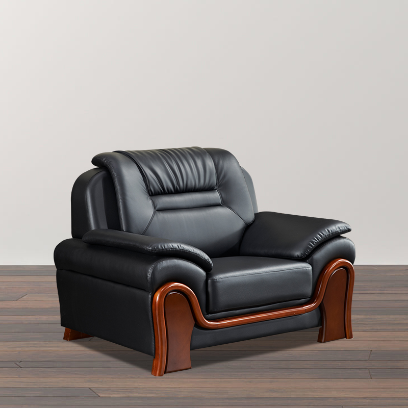 鑫办公真皮办公沙发茶几组合三人位现代商务牛皮沙发接待会客办公室