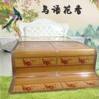 夏日竹凉席双人竹席双面折叠藤席席碳化竹席宽1.8m1.5米床鸟语花香