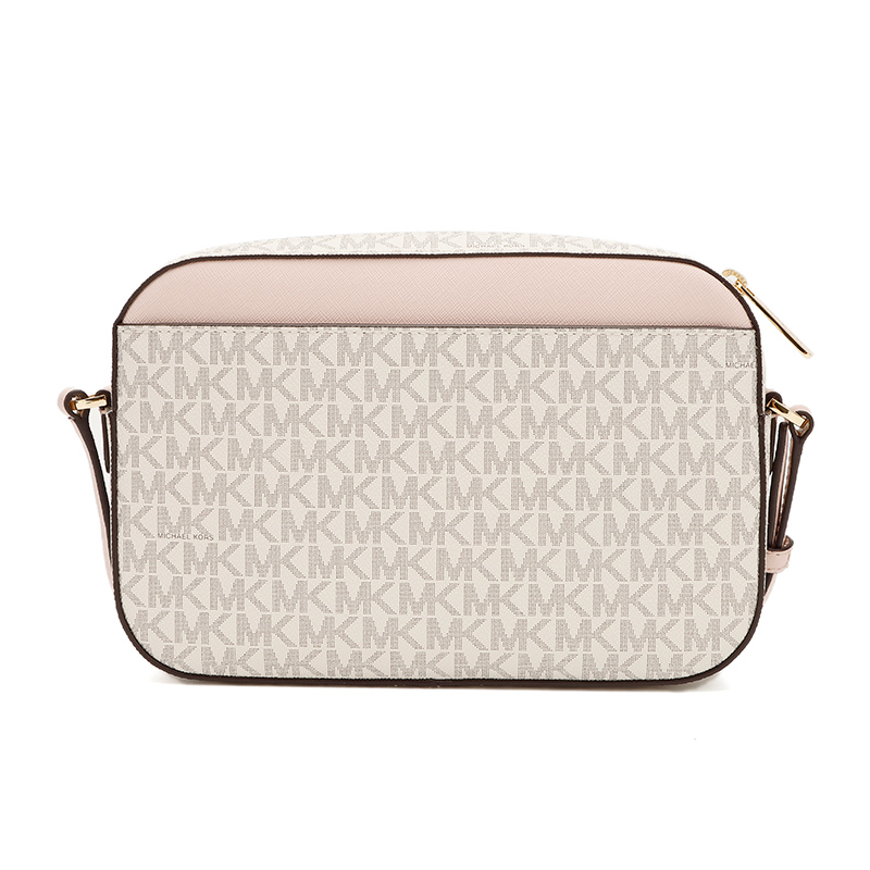 MICHAEL KORS MK 迈克·科尔斯 奢侈品 MK JET SET系列米白拼粉色MK印花中号牛皮革手拎单肩斜挎包高清大图