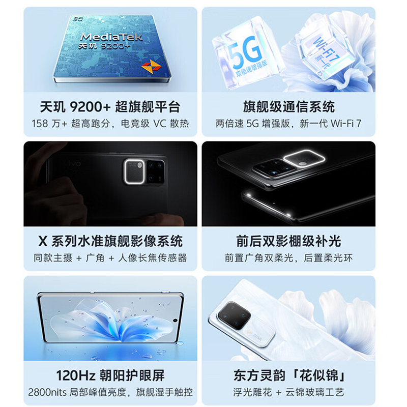 vivo S18 Pro 青澈 16GB+256GB 5G 天玑9200+旗舰芯 前后5000万像素 120Hz曲面护眼屏 80W闪充 拍照游戏学生手机