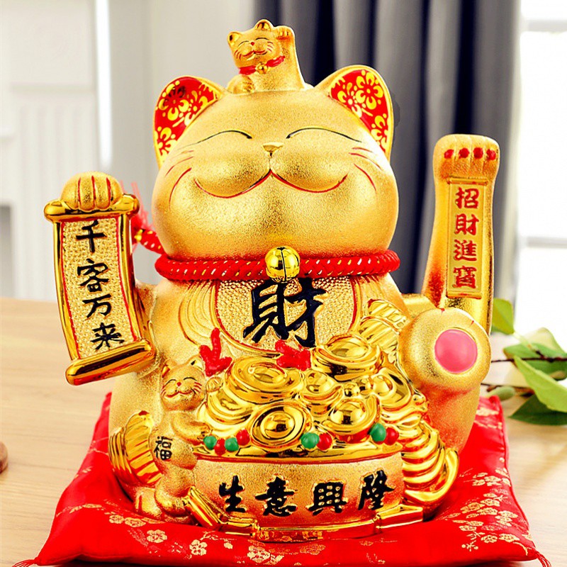 金摆件摇手店铺开业礼品电动特大发财猫进宝送礼 三维工匠 11寸【千客万来】高23cm摇手猫