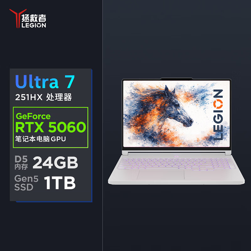联想(Lenovo)拯救者Y7000X 2026 AI元启 15.3英寸电竞游戏本笔记本电脑(Ultra 7 251HX 24G 1T RTX5060 2.5k 165Hz )白色高清大图