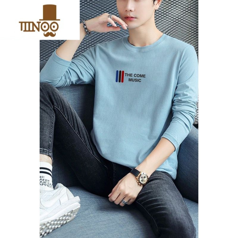 YANXU长袖t恤男士2023新款潮流大码男装潮牌体恤衫圆领内搭秋衣高清大图