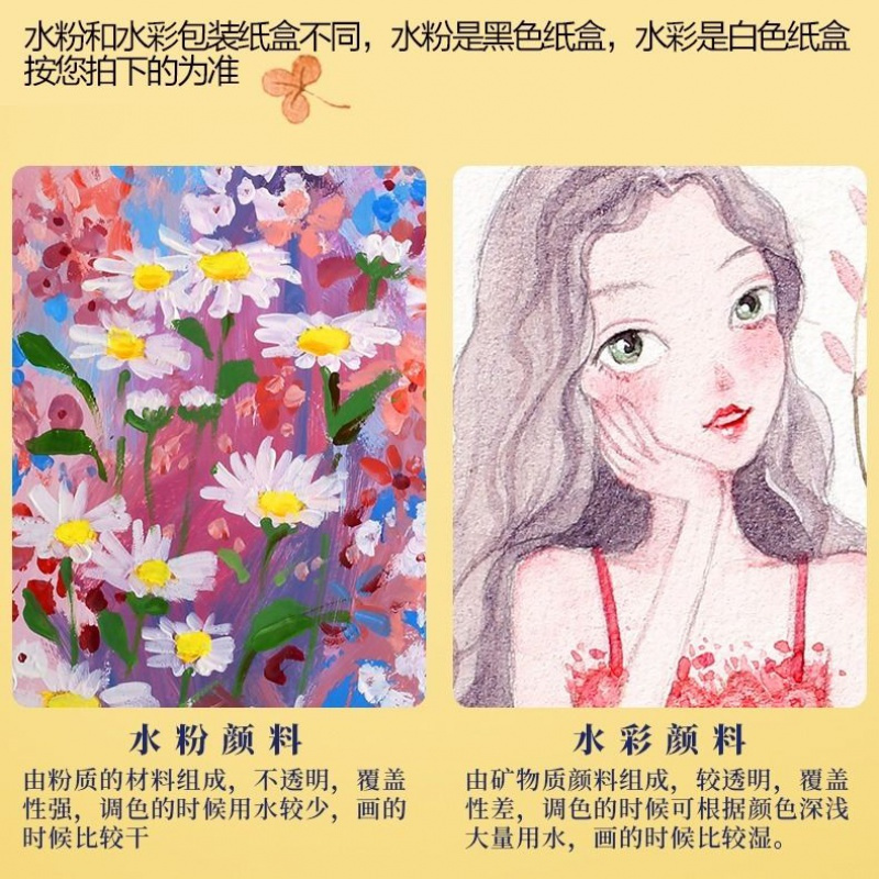 牌水粉水彩颜料套装初学者工具箱儿童马力牌24色广告画颜料 5毫升单盒 12色水彩颜料