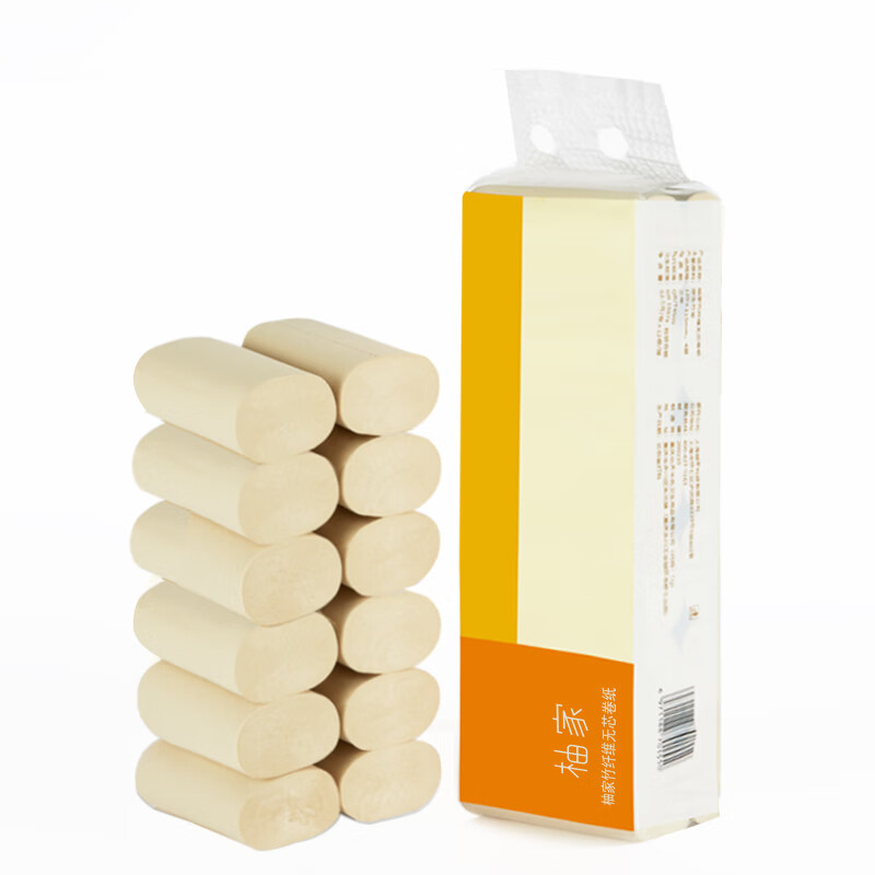 柚家 竹纤维无芯卷纸(家庭装) 12卷/提