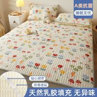 南极人夏季冰丝乳胶凉席三件套宿舍学生单人家用折叠可水洗空调宿 120x200cm乳胶单凉席 浪漫花季加厚乳胶加倍凉感