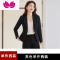 七斓黑色小西装套装女高级感韩版修身春季休闲职业小个子短款西服外套