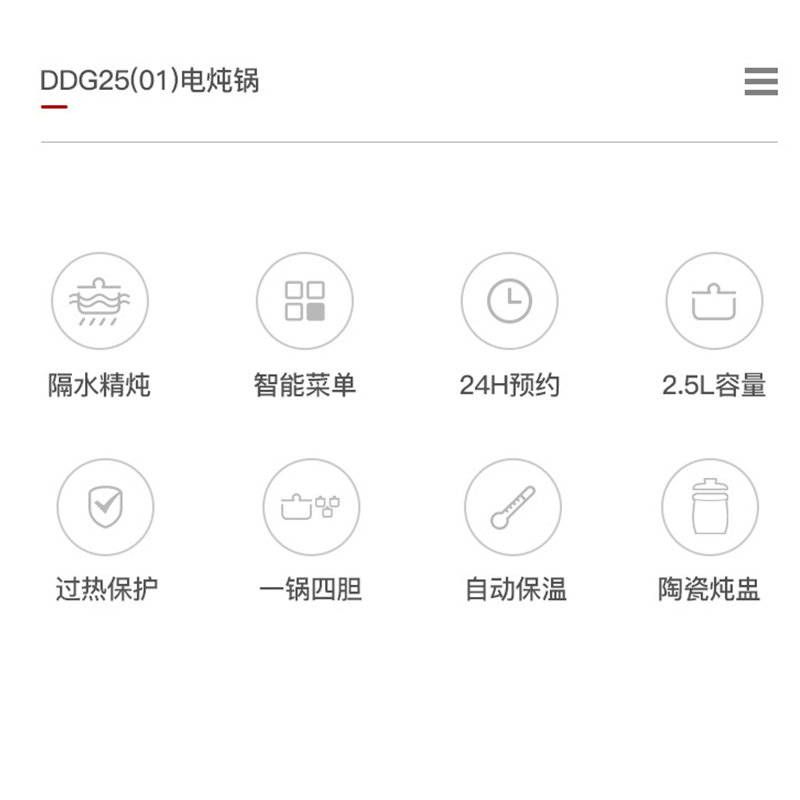 御尚堂(USATA) DDG25(01)电炖锅bb家用全自动隔水炖煲汤锅煮粥器电炖盅