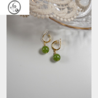JiMiyeajewel和田玉髓耳夹森系气质耳骨夹无耳洞耳环复古气质女