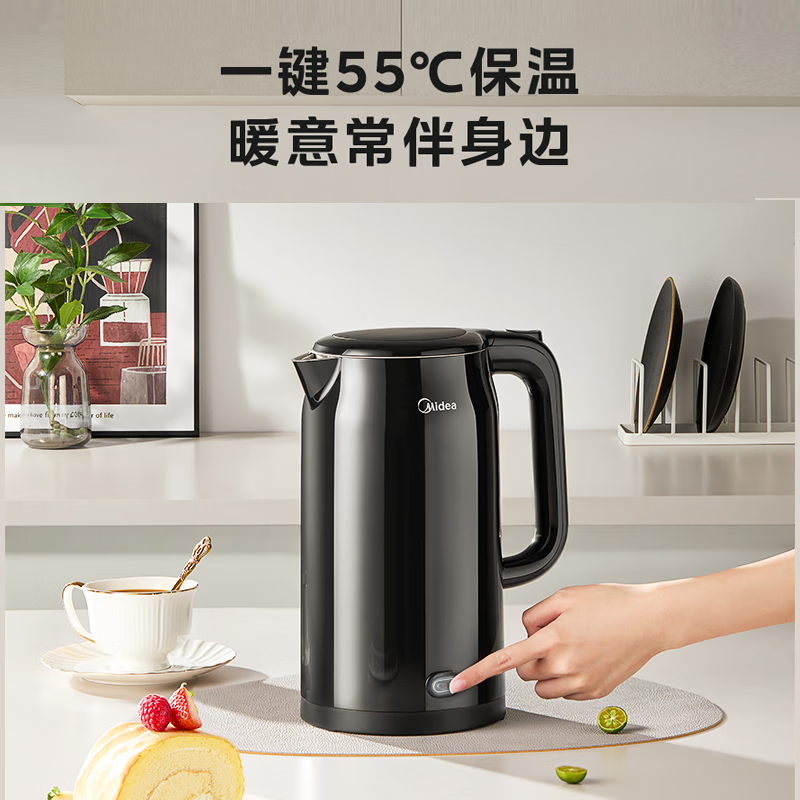 美的(Midea)电热水壶烧水壶自动断电一键保温一体316L不锈钢2L大容量开水壶恒温壶 MK-SHE2002-PRO高清大图