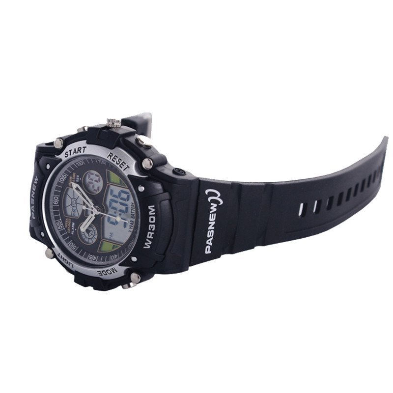 pasnew百圣牛双显运动表男士手表正品30米防水手表学生手表青少年电子