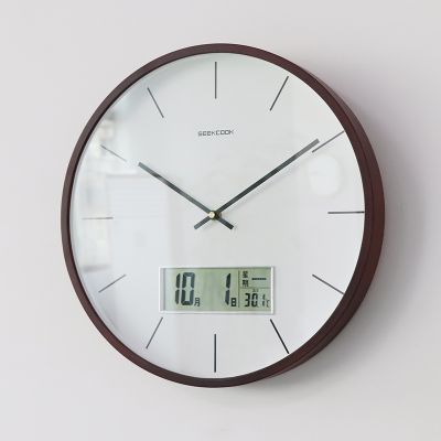 极客库GEEKCOOK创意挂钟静音客厅时尚时钟简约个性功能挂表家用石英钟表GK120003 刻度-胡桃色