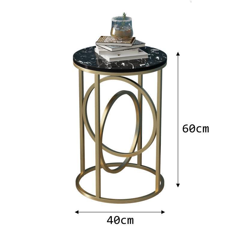 森美人北欧大理石边几圆形角几沙发边柜小圆桌客厅床头桌简约创意小茶几 黑色直径40*高60cm主图款