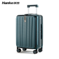 汉客铝框前开盖登机行李箱女20寸侧开旅行密码箱大容量拉杆箱男24 20寸 墨绿色