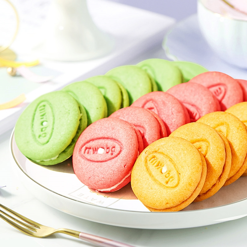 味滋源马卡龙饼干500g箱奶油夹心饼干草莓味小包装网红甜点零食品