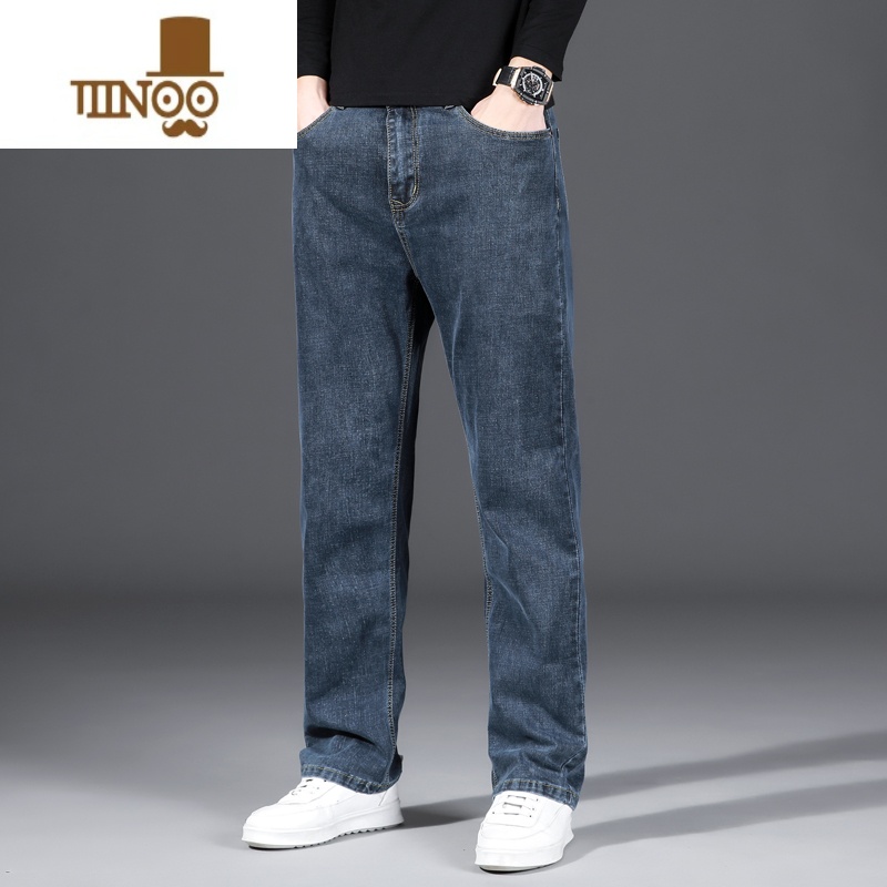 YANXU款高端牛仔裤男薄款宽松直筒阔腿大码弹力中年休闲长款闲直男高清大图
