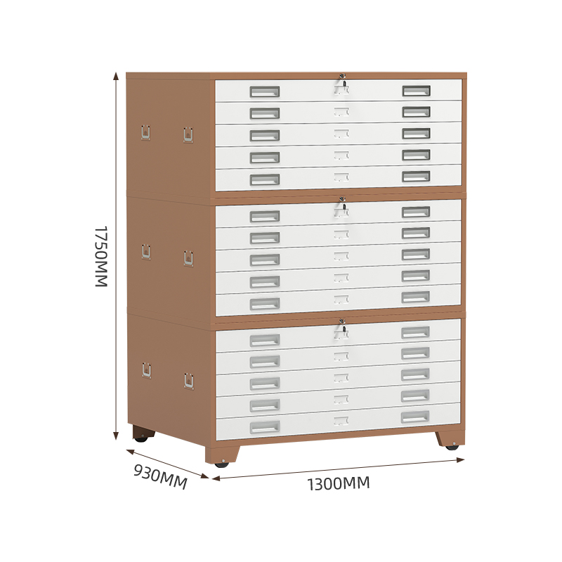 臻远 ZY-DTGA-12 工程图纸柜收纳柜 咖白色0号三节柜高清大图
